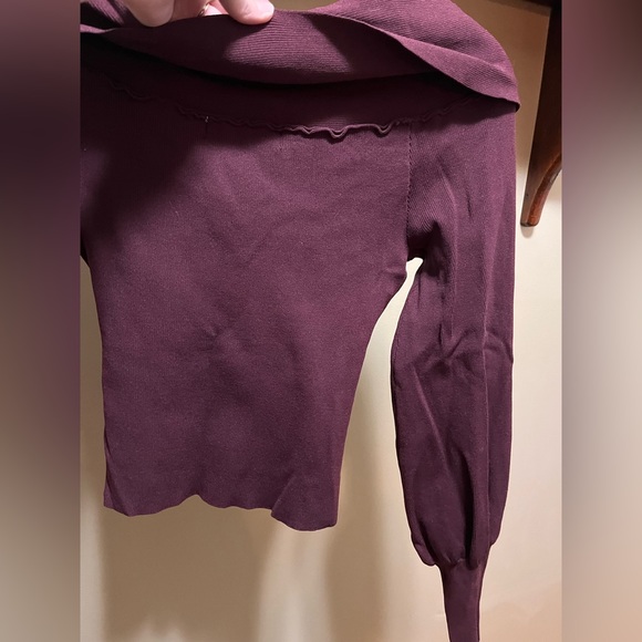 DO+BE off the shoulder crisscross casual ribbed knit soft sweater - Picture 3 of 6